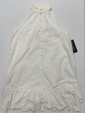 Sam & Jess Women's White Eyelet Lined Dress Size M